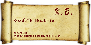 Kozák Beatrix névjegykártya