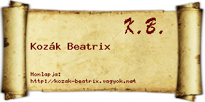 Kozák Beatrix névjegykártya
